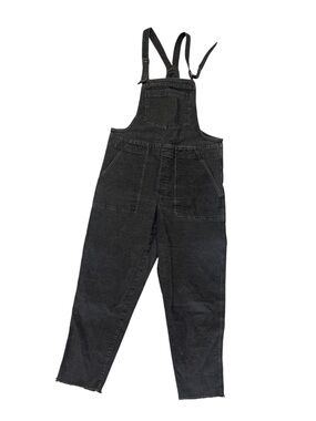 Aerie Werk And Play Dark Gray Corduroy Overalls Frayed Hemline Wmn's SMALL